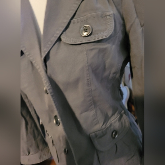 Ann Taylor LOFT Vintage Gray Puff Sleeve Tailored Pocketed Jacket Size XS - Picture 5 of 11